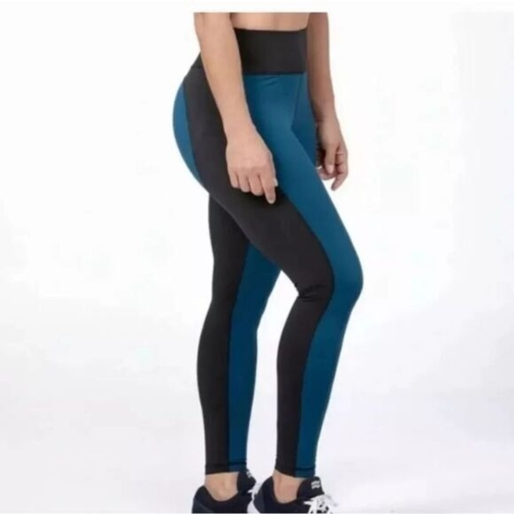 Evree Bella Heart Leggings Woman Small Black‎ Blue Sweat-Wicking Low-Impact